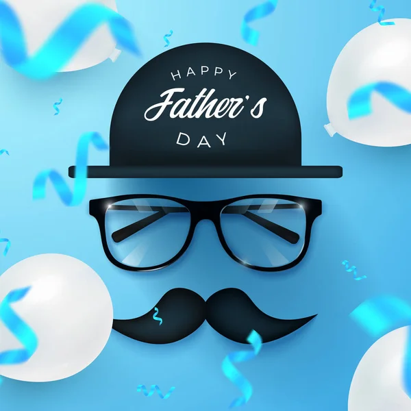 Diseño Bandera Del Día Los Padres Felices Con Sombrero Bigote Ilustración De Stock