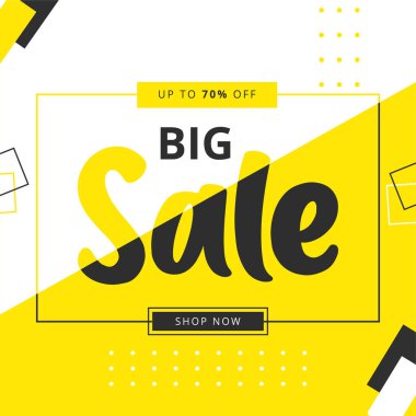 Büyük indirim - vektör yerleşim konsepti illüstrasyonu. Yüzde 70 'e kadar indirimli, alışveriş şimdi. Satış afişi şablonu tasarımı. Yaratıcı arkaplan.