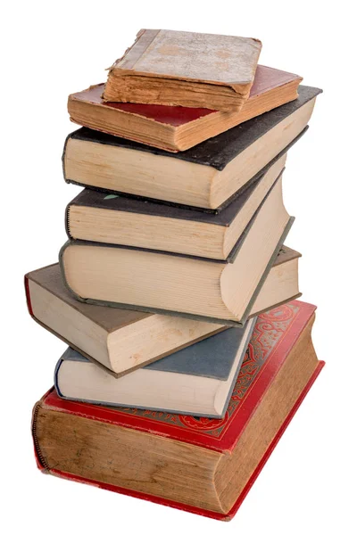 Stack Many Old Book Isolated White — Stock Photo, Image