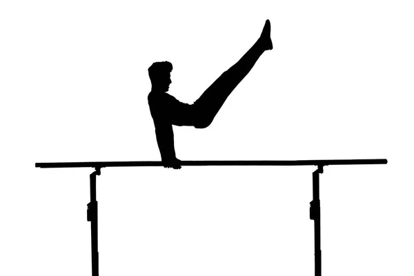 Pusté Gymnastika Pólu Jako Silueta Černé Bílé — Stock fotografie