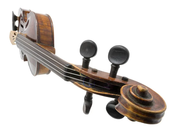 Vecchio Marrone Scuro Violino Isolato Bianco — Foto Stock