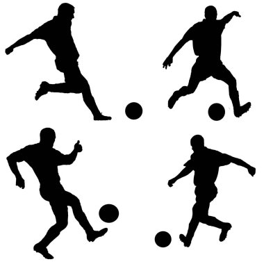 Bir futbol çekerken siluet olarak futbol oyuncusu izole