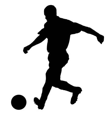 Bir futbol çekerken siluet olarak futbol oyuncusu izole