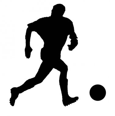 Bir futbol çekerken siluet olarak futbol oyuncusu izole