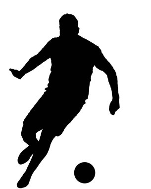 Bir futbol çekerken siluet olarak futbol oyuncusu izole