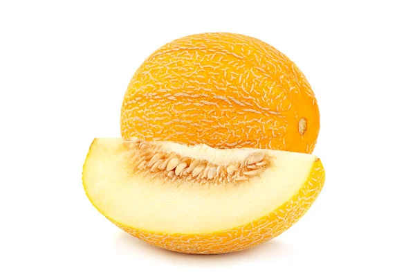 白い背景に分離されたメロンの甘い果実クローズ アップ — ストック写真