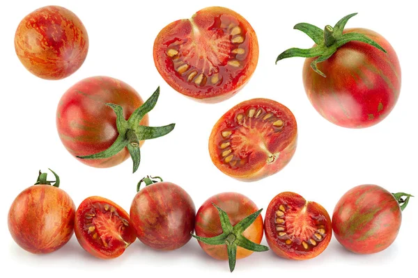 Conjunto Tomates Cereza Marrón Aislados Sobre Fondo Blanco — Foto de Stock