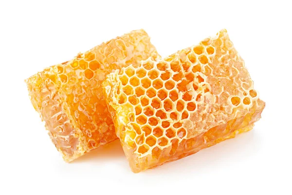 Gul Honeycomb Skiva Närbild Isolerad Vit Bakgrund — Stockfoto