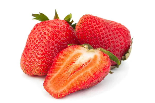 Fraise Fruit Gros Plan Isolé Sur Fond Blanc — Photo