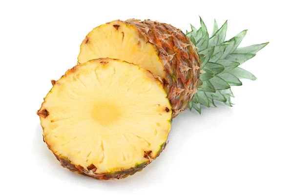 Rijpe Ananas Tropisch Fruit Close Geïsoleerd Wit — Stockfoto