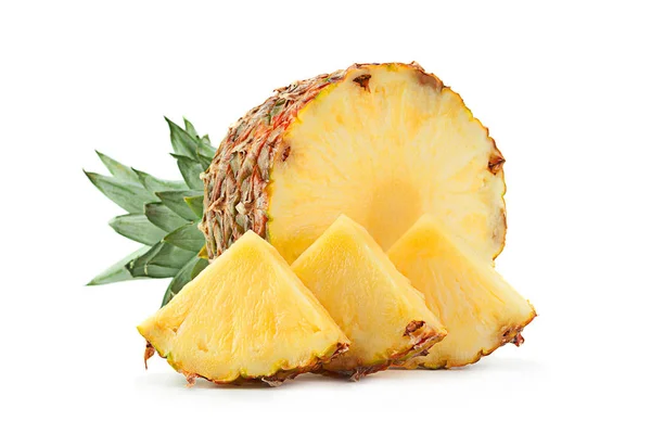 Rijpe Ananas Tropisch Fruit Close Geïsoleerd Wit — Stockfoto