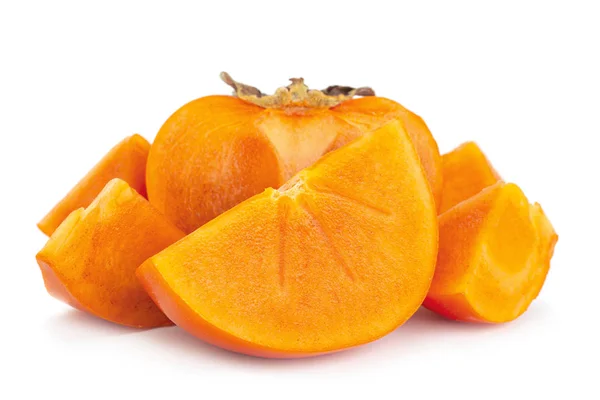 Persimmon Owoców Zbliżenie Izolowane Białym Tle — Zdjęcie stockowe