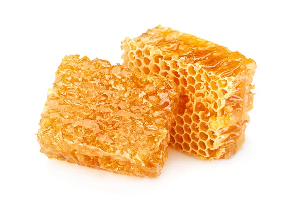 Gul Honeycomb Skiva Närbild Isolerad Vit Bakgrund — Stockfoto