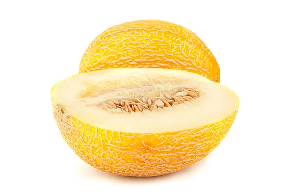 Melão Doce Frutas Closeup Isolado Fundo Branco — Fotografia de Stock