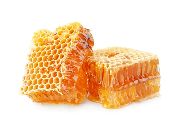 Gul Honeycomb Skiva Närbild Isolerad Vit Bakgrund — Stockfoto