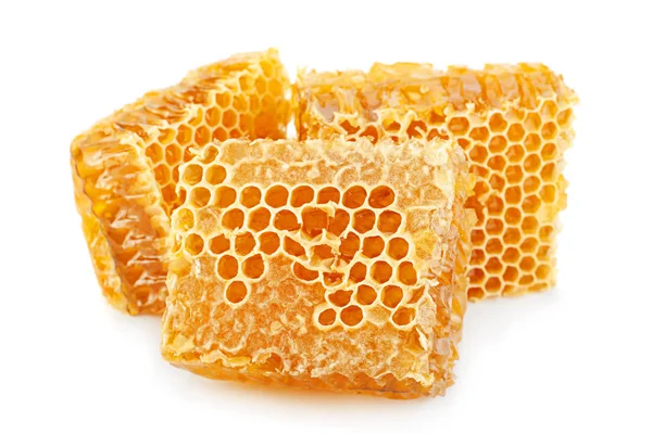 Gul Honeycomb Skiva Närbild Isolerad Vit Bakgrund — Stockfoto