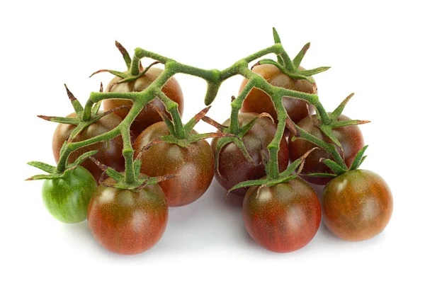 Bruin Kersen Rijpe Tomaten Geïsoleerd Witte Achtergrond — Stockfoto