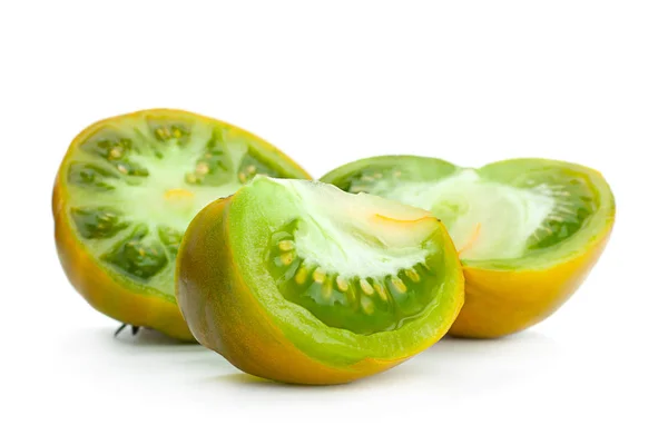 Tomates Maduros Verdes Magic Glow Aislados Blanco — Foto de Stock