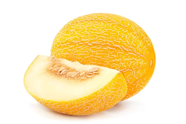 Zbliżenie Słodkie Owoce Melon Białym Tle — Zdjęcie stockowe