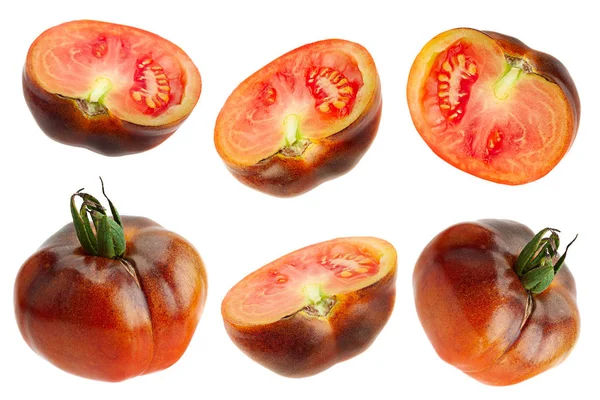 Bruna Tomater Ställa Colseup Isolerad Vit Bakgrund — Stockfoto