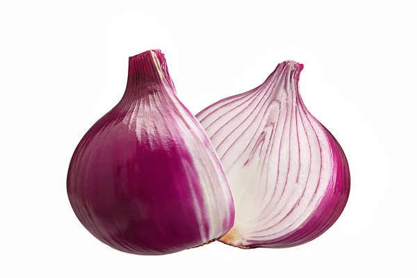Oignon Violet Légumes Gros Plan Isolé Sur Fond Blanc — Photo