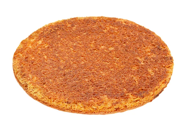 Bolo Crosta Marrom Biscoito Camada Isolada Fundo Branco — Fotografia de Stock