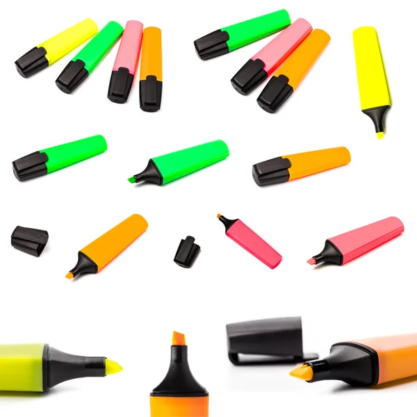 Multicolored Highlighters Isolated White Background — Stock Photo, Image