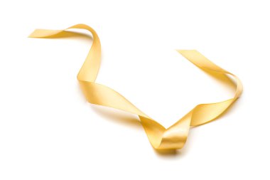Beyaz arka plan üzerinde izole Altın Saten şerit