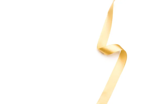 Golden Satin Ribbon Isolated White Background — Stock Photo, Image