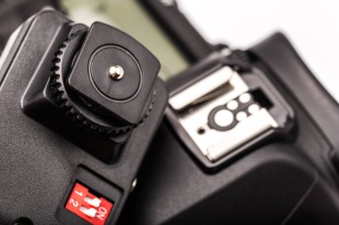 Kablosuz Trigger, kamera Isolated beyaz arka plan ile. Fotoğrafik donanımlar