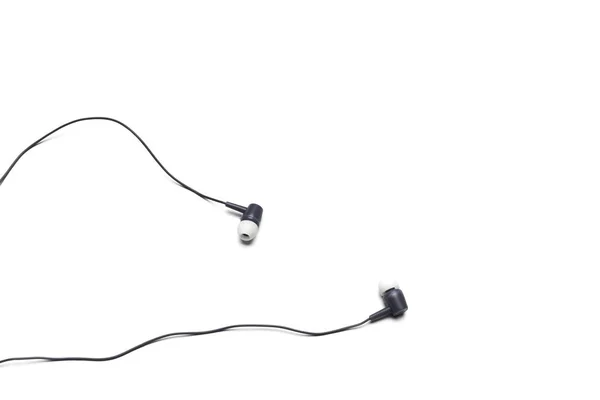 Black Earphones Isolated White Background — Stock Photo, Image