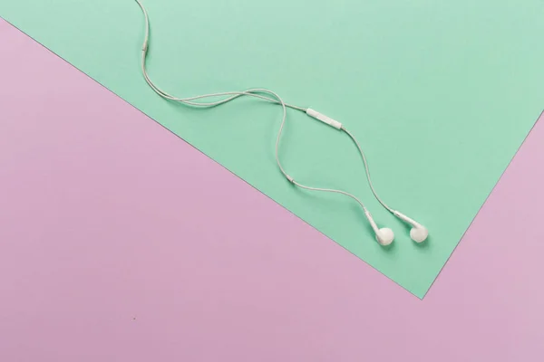 White Earphones Colour Background — Stock Photo, Image
