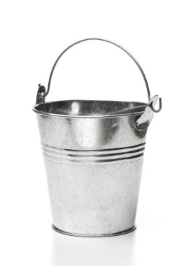 Metallic bucket isolated on white background clipart