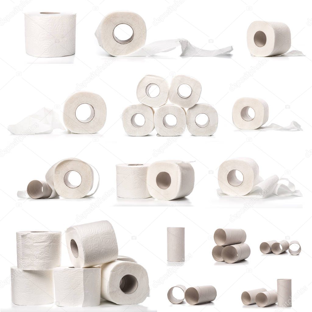 paper roll mock up set isolated on white background 