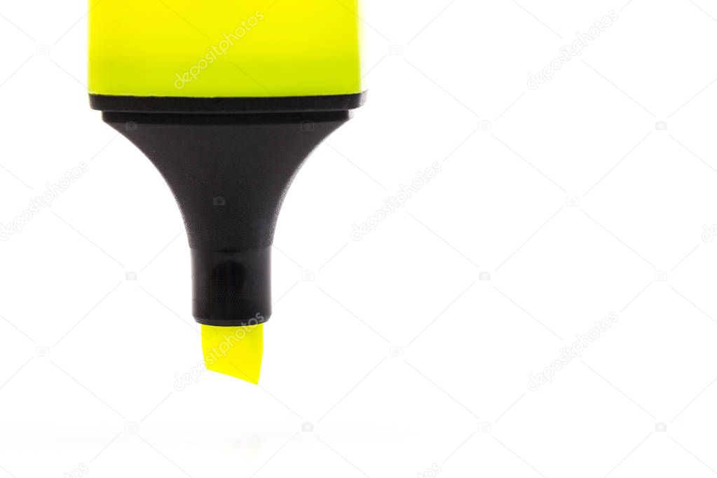 colour highlighter isolated over a white background, close up plan