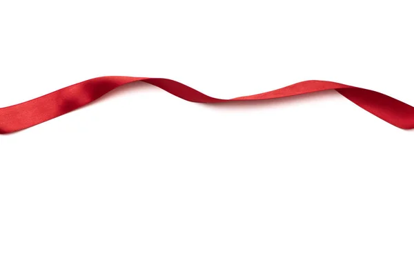 Red Satin Ribbon Isolated White Backgroun — Stock Photo, Image
