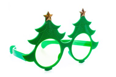Beyaz arka plan üzerinde Noel gözlük