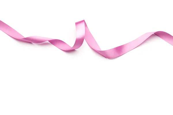 Pink Satin Ribbon Isolated White Backgroun — Stock Photo, Image