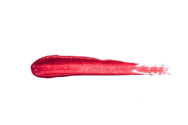 Rossetto Rosso Sbavato Isolato Sfondo Bianco — Foto Stock