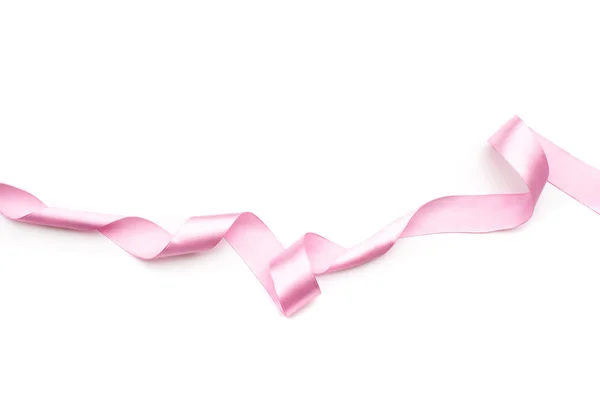 Pink Satin Ribbon Isolated White Backgroun — Stock Photo, Image