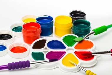 Beyaz, guaş, Multicolour boyar fırça 