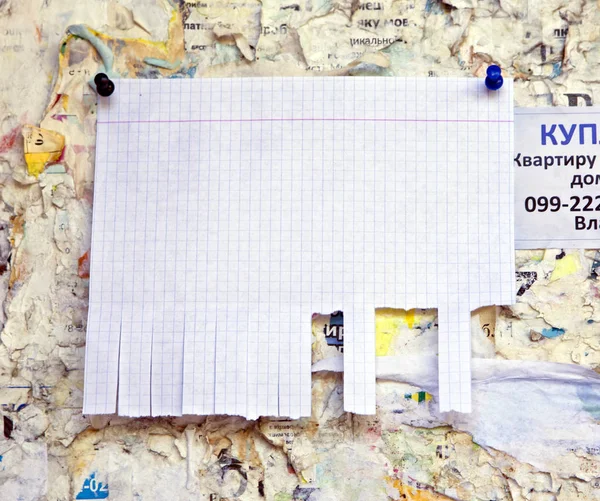 Leeres weißes Papier mit abgerissenen Laschen. — Stockfoto