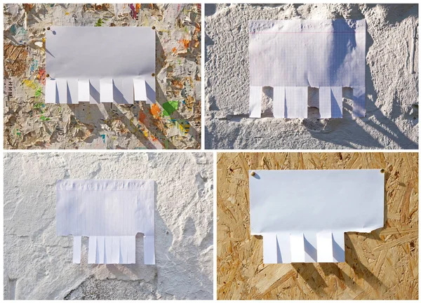 Papel blanco en blanco con lengüetas desgarradoras — Foto de Stock