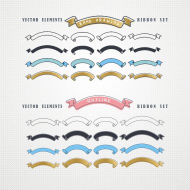 Elle çizilmiş vektör şerit kümesi