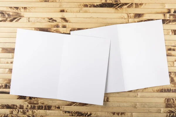 空白の折り畳み紙チラシ白の小冊子のアイデンティティ デザイン 企業のテンプレート 企業のスタイル設定 — ストック写真
