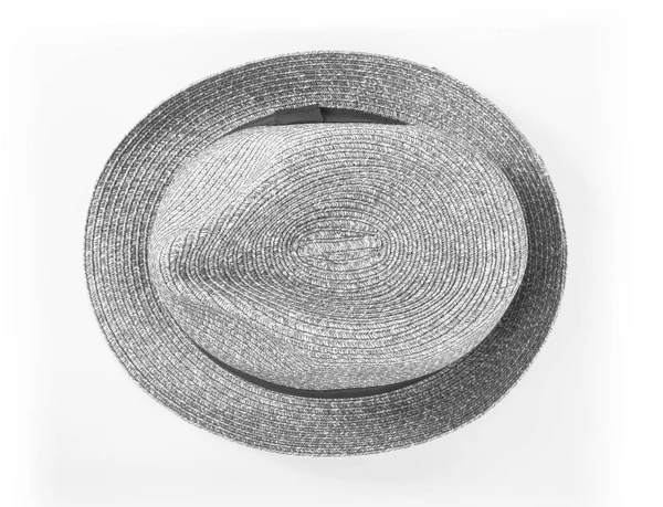 Серый Полосатая Шляпа Изолированы Белом Фоне Вид Сверху — стоковое фото