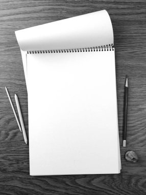 Üstten görünüm defter ahşap doku