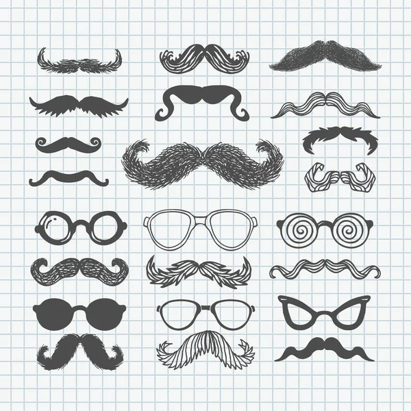 Movember mustache set — Stock Vector