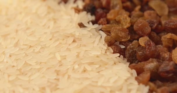 Mistura Arroz Passas Vídeo Filmado Com Rotação — Vídeo de Stock