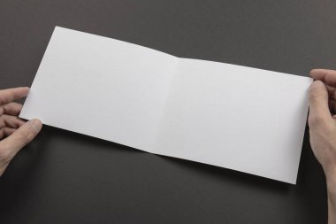 Mens beyaz kitapçık tutan eller